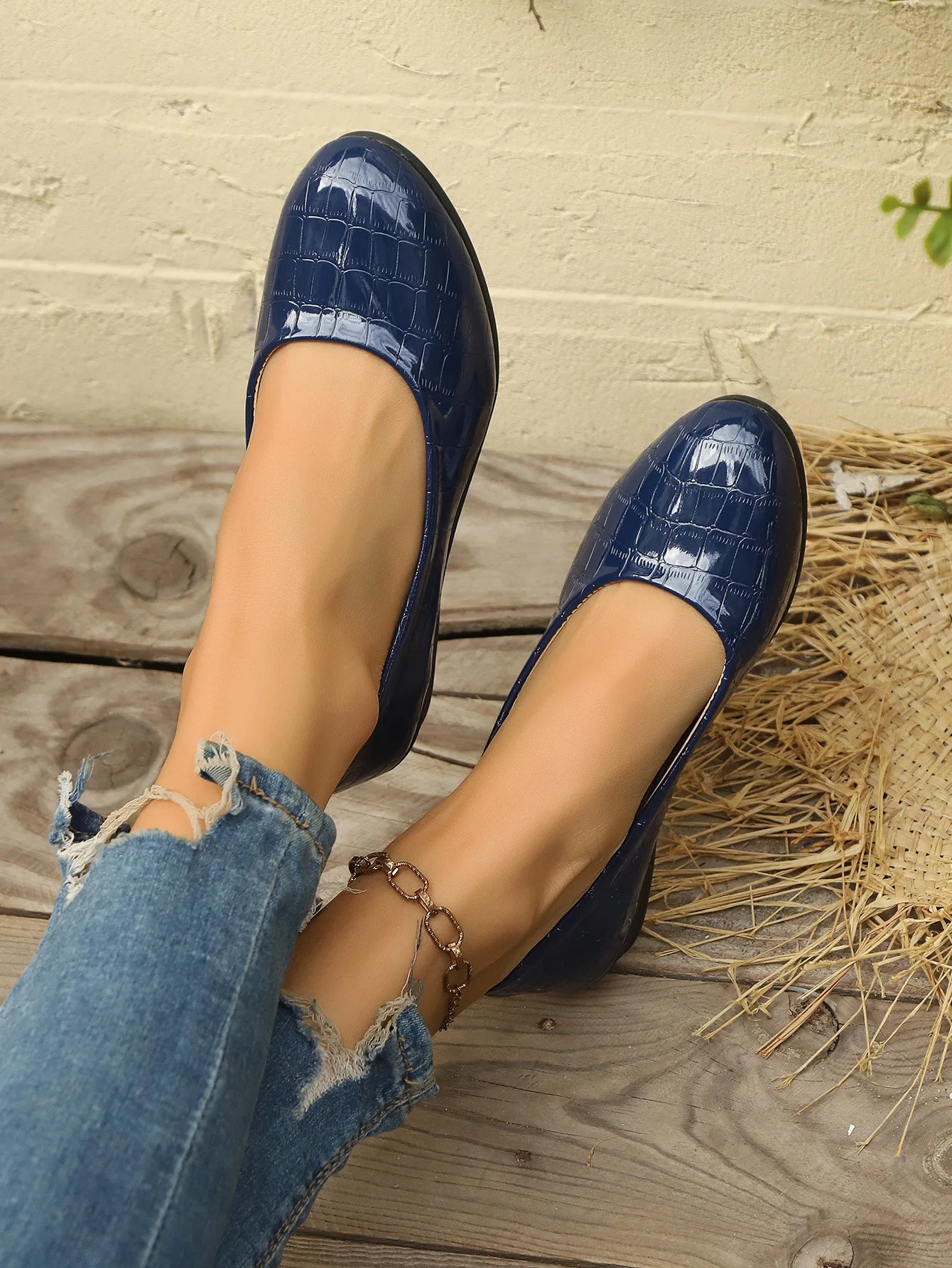 Women's Pointed Toe Ballet Flat Shoe Fashion Slip on Wedge Loafers Outdoor Comfortable Wear-resistant Non-slip Casual Boat Shoes