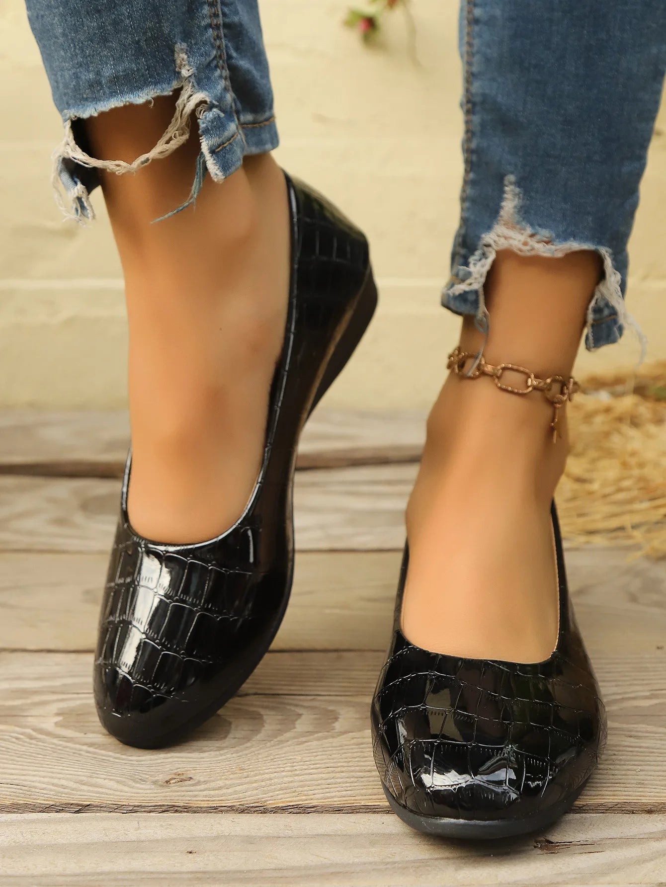 Women's Pointed Toe Ballet Flat Shoe Fashion Slip on Wedge Loafers Outdoor Comfortable Wear-resistant Non-slip Casual Boat Shoes