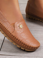 Comfortable Women's Loafers Laser Stitch Detail Flat Shoes Casual Comfortable Slip On Classic Trendy Streetwear