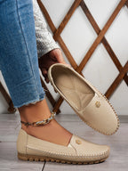 Comfortable Women's Loafers Laser Stitch Detail Flat Shoes Casual Comfortable Slip On Classic Trendy Streetwear