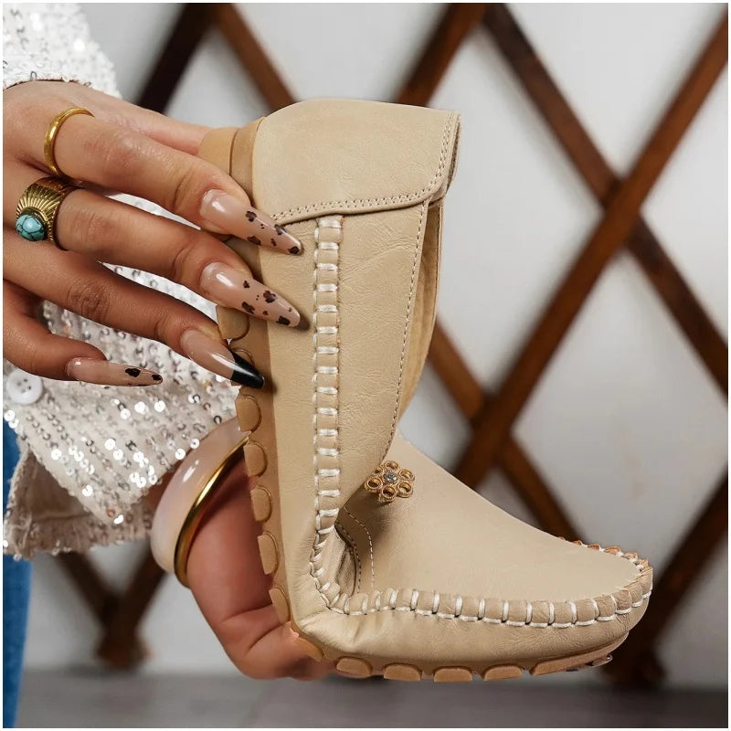 Comfortable Women's Loafers Laser Stitch Detail Flat Shoes Casual Comfortable Slip On Classic Trendy Streetwear